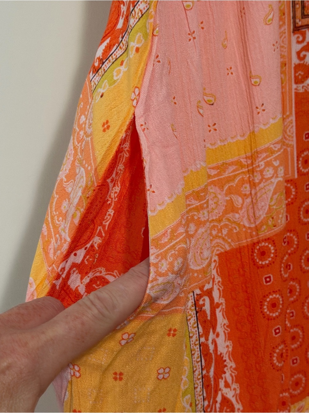 Style Rack Coral, Orange, Pink & Yellow Patchwork Maxi Slip Dress - Picture 6 of 9
